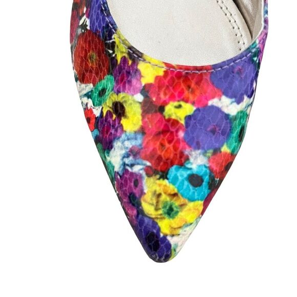 Impo Vintage Floral Watercolours Print "Elina" Slingback Kitten Heels - Picture 2 of 8